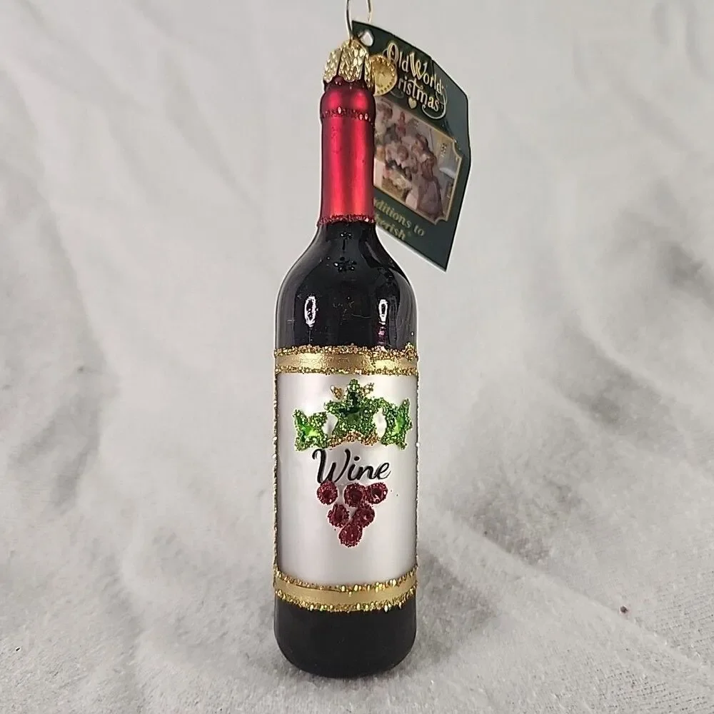 Old World Christmas Red Wine Bottle Glass Ornament Vino 6